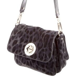 Kate Spade ♠️ New York Suede Harlow Algonquin Black Leopard Bag EUC